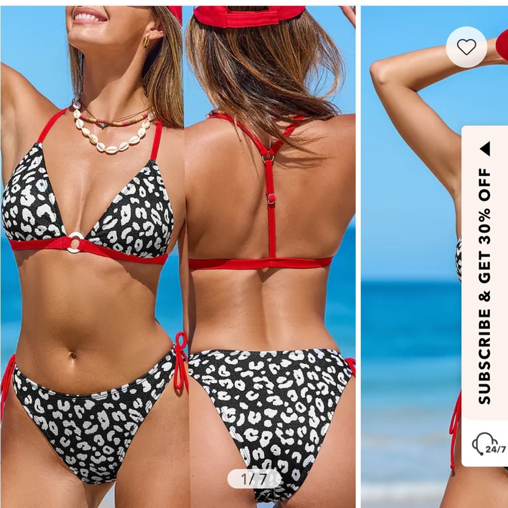 Black and White Animal Print Bikini with Triangle Top